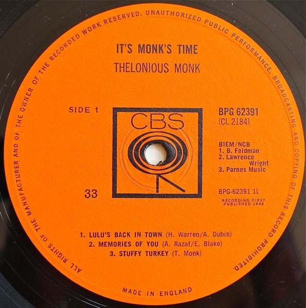 Thelonious Monk : It's Monk's Time (LP, Album, Mono)