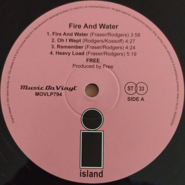 Free : Fire And Water (LP, Album, RE, 180)