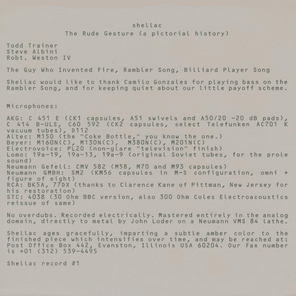 Shellac : The Rude Gesture (A Pictorial History) (7", Single)