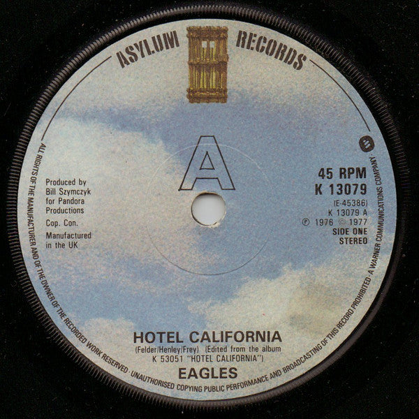 Eagles : Hotel California (7", Single, RP, Pic)