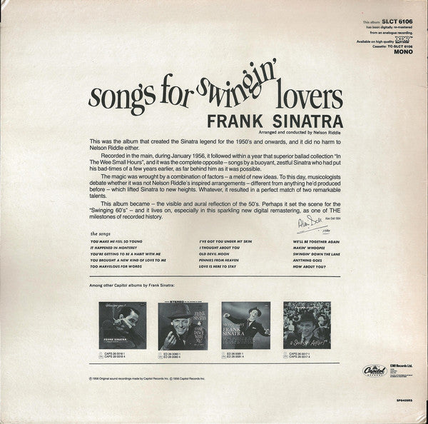 Frank Sinatra : Songs For Swingin' Lovers! (LP, Mono, RM)