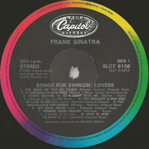 Frank Sinatra : Songs For Swingin' Lovers! (LP, Mono, RM)