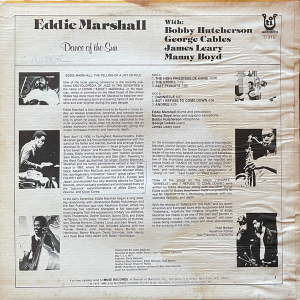 Eddie Marshall (2) : Dance Of The Sun (LP, Album)