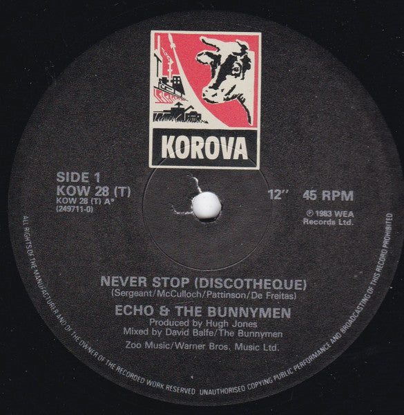 Echo & The Bunnymen : Never Stop "Discotheque" (12", EMI)