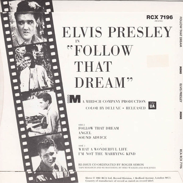 Elvis Presley : Follow That Dream (7", EP, RE)