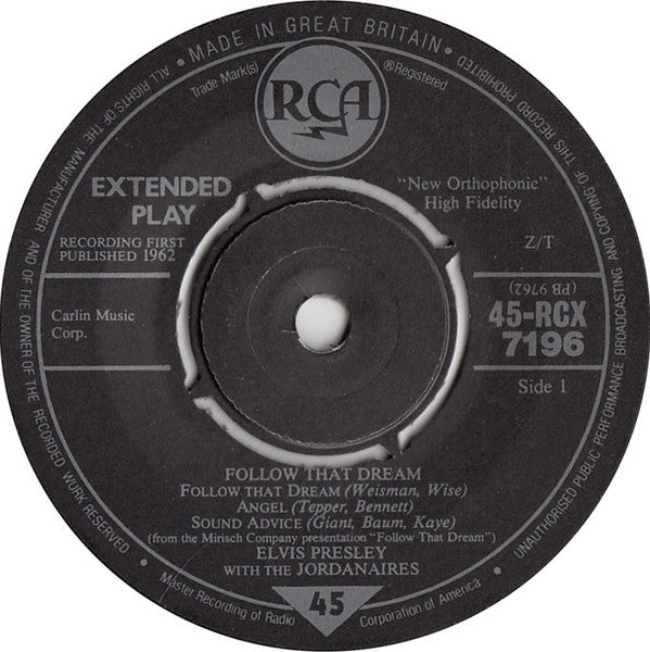 Elvis Presley : Follow That Dream (7", EP, RE)