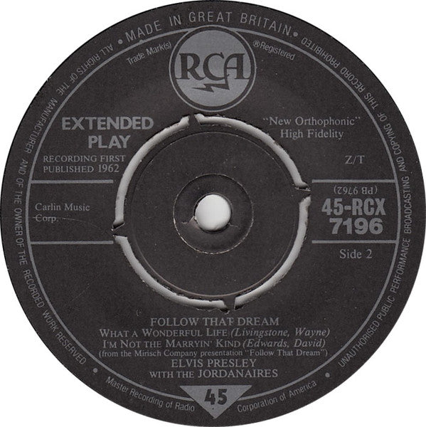 Elvis Presley : Follow That Dream (7", EP, RE)