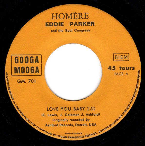 Eddie Parker (2) : Love You Baby (7", Single)