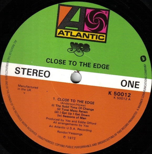 Yes : Close To The Edge (LP, Album, RE, Gat)