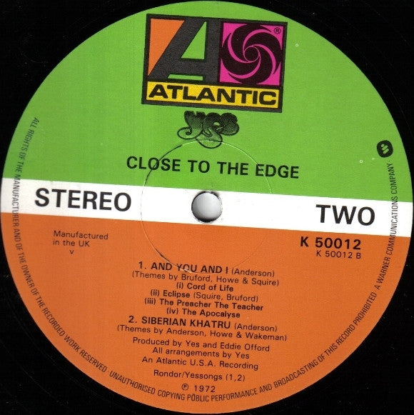 Yes : Close To The Edge (LP, Album, RE, Gat)