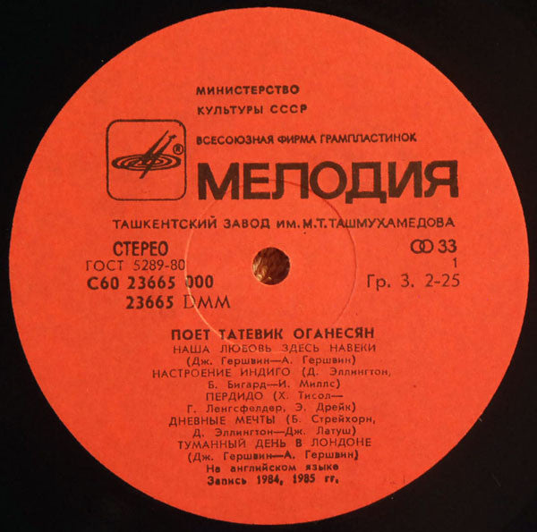 Tatevik Oganesyan* : Day Dream = Дневные Мечты (LP, Album, ТЗГ)