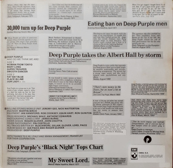 Deep Purple : Who Do We Think We Are (LP, Album, RE, Gat)