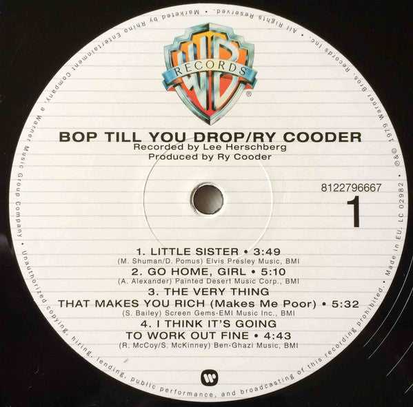 Ry Cooder : Bop Till You Drop (LP, Album, RE, 180)