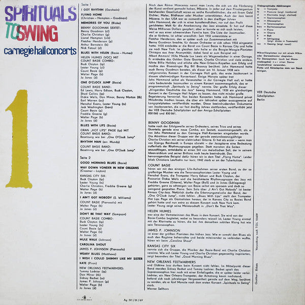 Various : Spirituals To Swing - Carnegie Hall Concerts 1938/39 (1) (LP, Comp, Mono, RP)