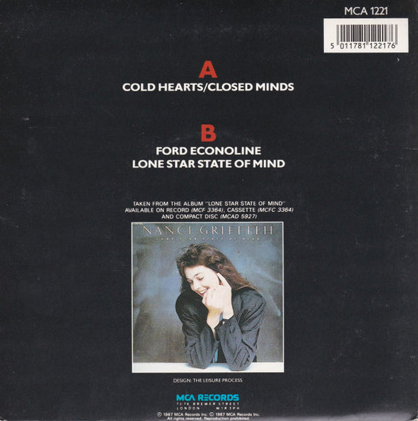 Nanci Griffith : Cold Hearts/Closed Minds (7", Single)