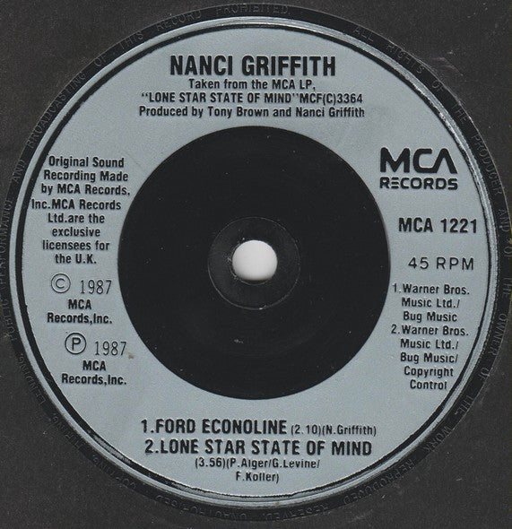 Nanci Griffith : Cold Hearts/Closed Minds (7", Single)