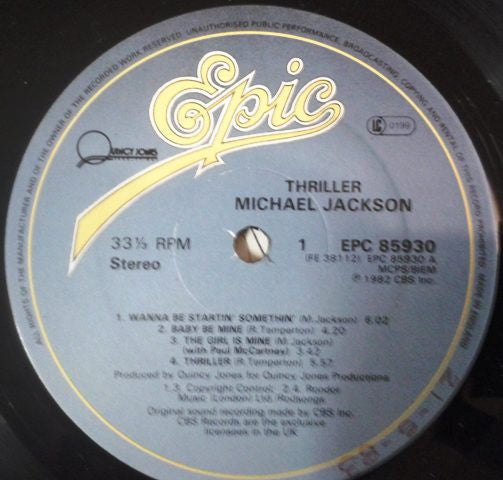 Michael Jackson : Thriller (LP, Album, Gat)