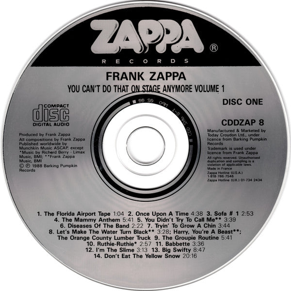 Zappa* : You Can't Do That On Stage Anymore Vol. 1 (2xCD, Album, MPO)