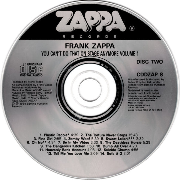 Zappa* : You Can't Do That On Stage Anymore Vol. 1 (2xCD, Album, MPO)