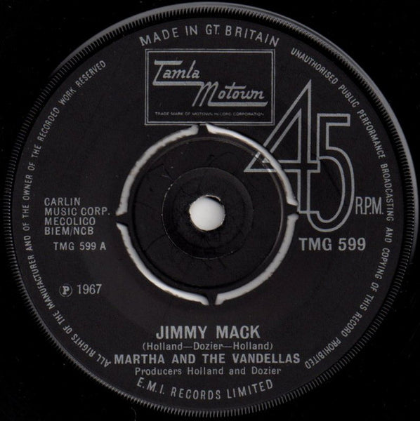 Martha And The Vandellas* : Jimmy Mack (7", Single, RE)