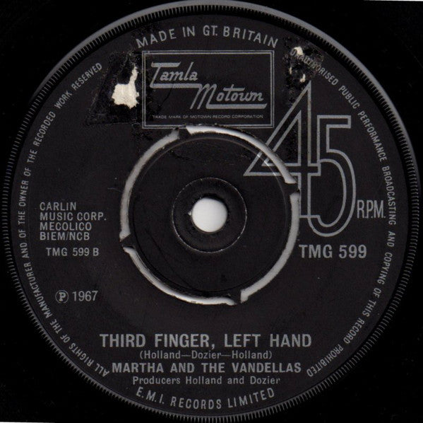 Martha And The Vandellas* : Jimmy Mack (7", Single, RE)