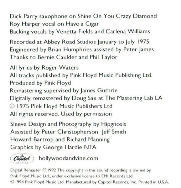 Pink Floyd : Wish You Were Here (CD, Album, RE, RM)