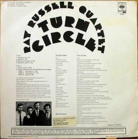 Ray Russell Quartet : Turn Circle (LP, Album, Mono)
