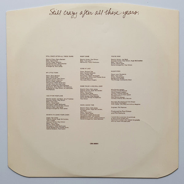 Paul Simon : Still Crazy After All These Years (LP, Album)