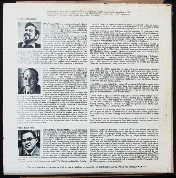 Ewan MacColl And A. L. Lloyd : The English And Scottish Popular Ballads (The Child Ballads) Volume 2 (LP)