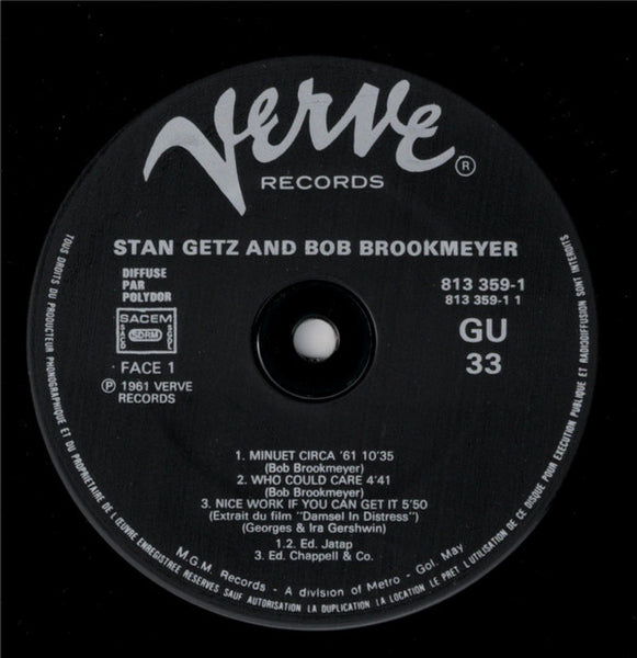 Stan Getz & Bob Brookmeyer : Recorded Fall 1961 (LP, Album, RE)