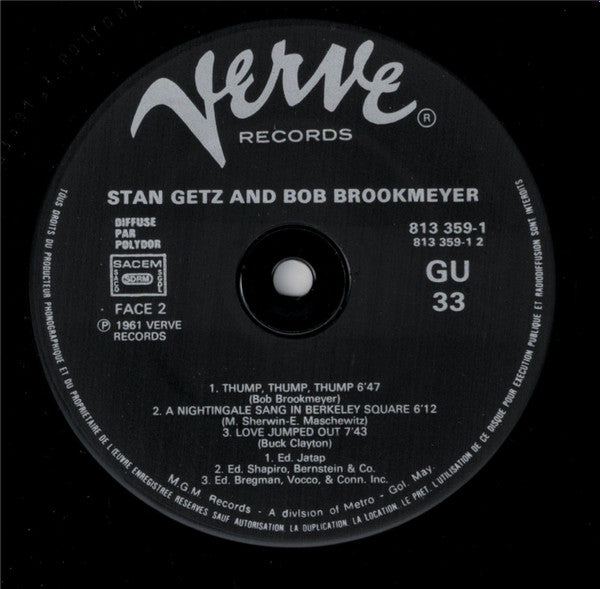 Stan Getz & Bob Brookmeyer : Recorded Fall 1961 (LP, Album, RE)
