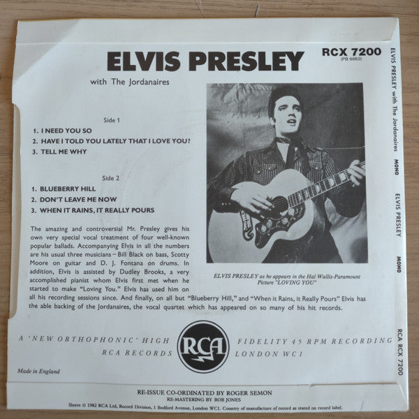 Elvis Presley With The Jordanaires : Elvis Presley (7", EP, Mono)