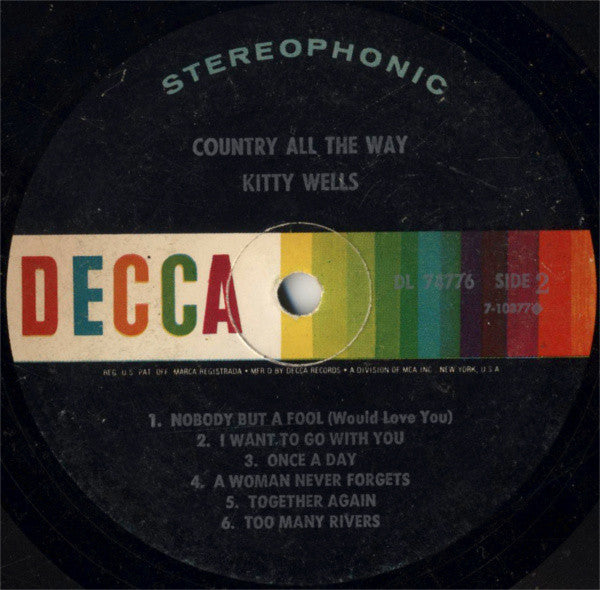 Kitty Wells : Country All The Way (LP, Album, Pin)