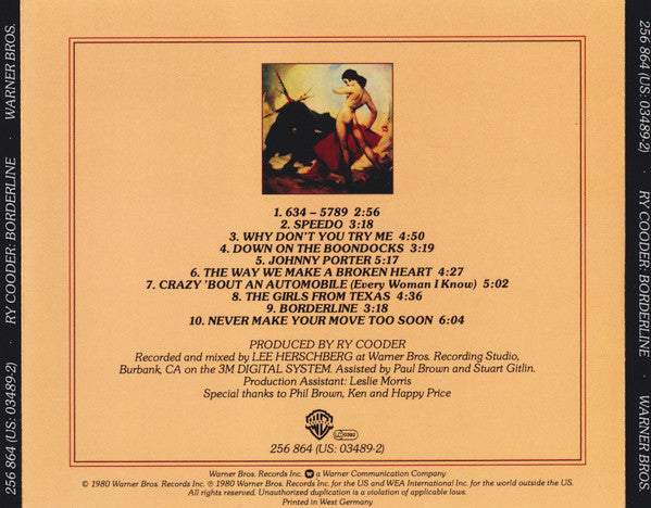 Ry Cooder : Borderline (CD, Album, RE, Tar)