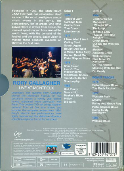 Rory Gallagher : Live At Montreux - The Definitive Montreux Collection (2xDVD-V, Multichannel, PAL)