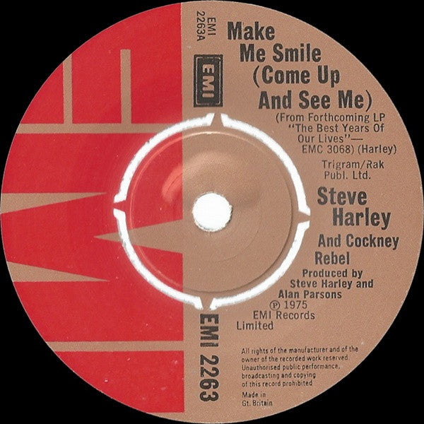 Steve Harley And Cockney Rebel* : Make Me Smile (Come Up And See Me) (7", Single)