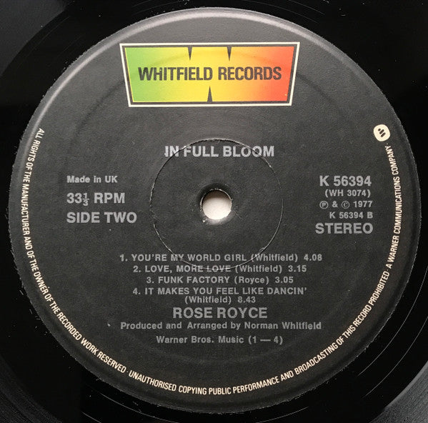 Rose Royce : In Full Bloom (LP, Album, Gat)