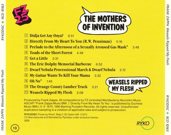 Frank Zappa & The Mothers Of Invention* : Weasels Ripped My Flesh (CD, Album, RE, RM)