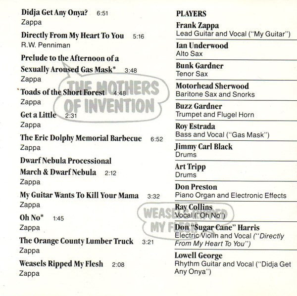 Frank Zappa & The Mothers Of Invention* : Weasels Ripped My Flesh (CD, Album, RE, RM)