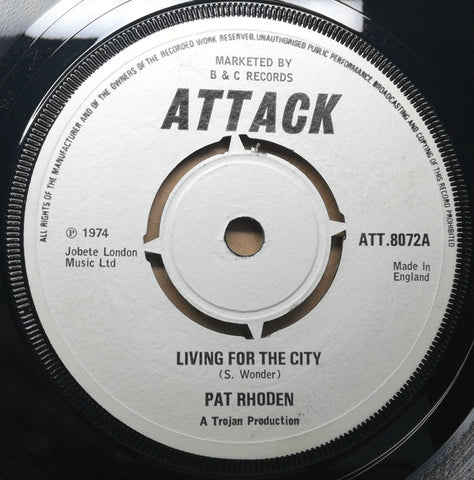Pat Rhoden : Living For The City (7", Single)