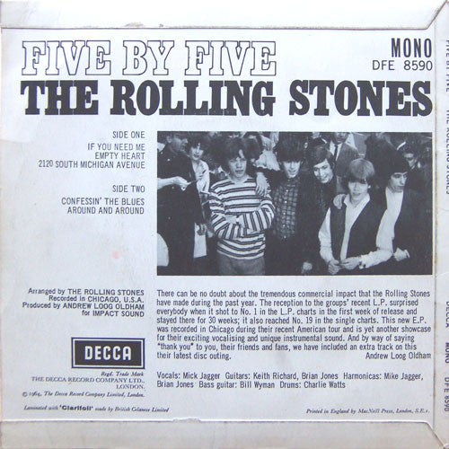The Rolling Stones : Five By Five (7", EP, Mono)