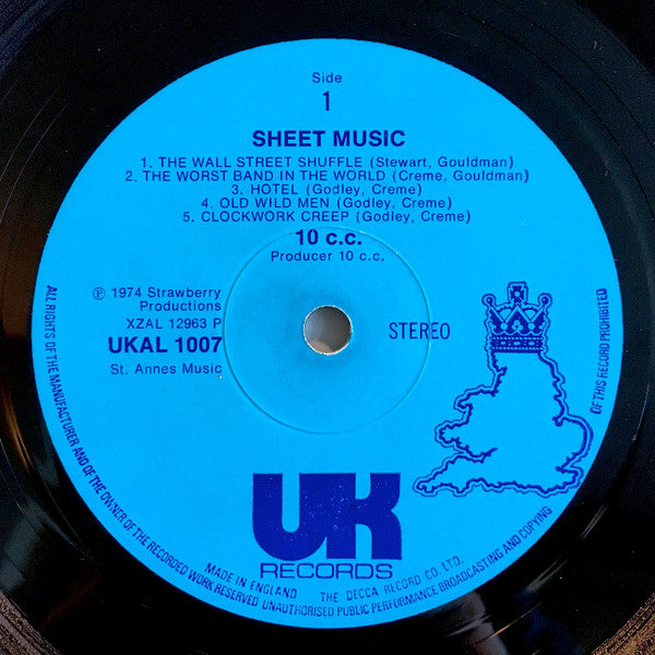 10cc : Sheet Music (LP, Album)