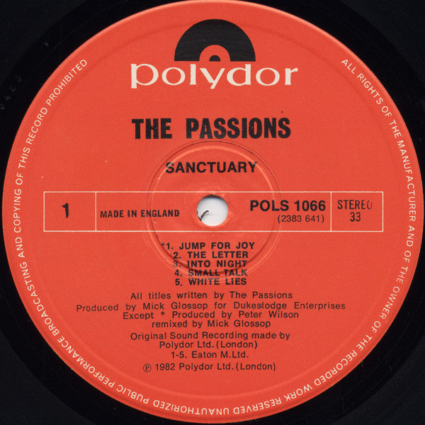 The Passions : Sanctuary (LP, Album)