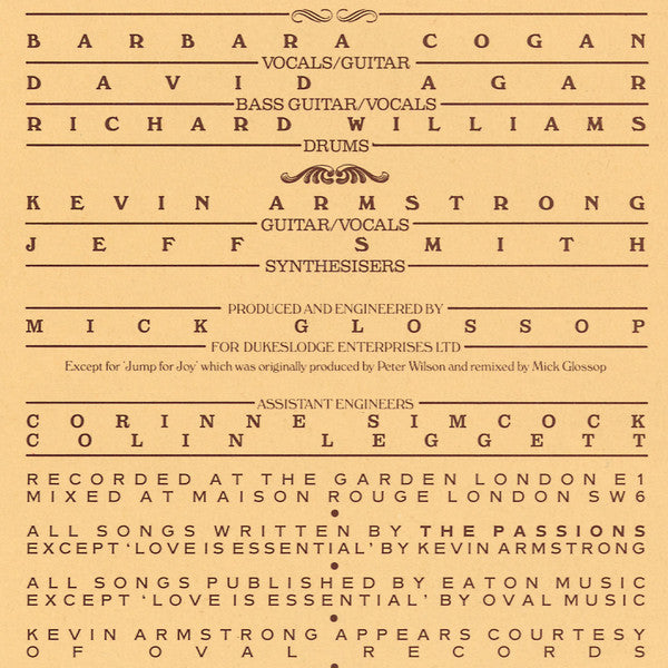 The Passions : Sanctuary (LP, Album)