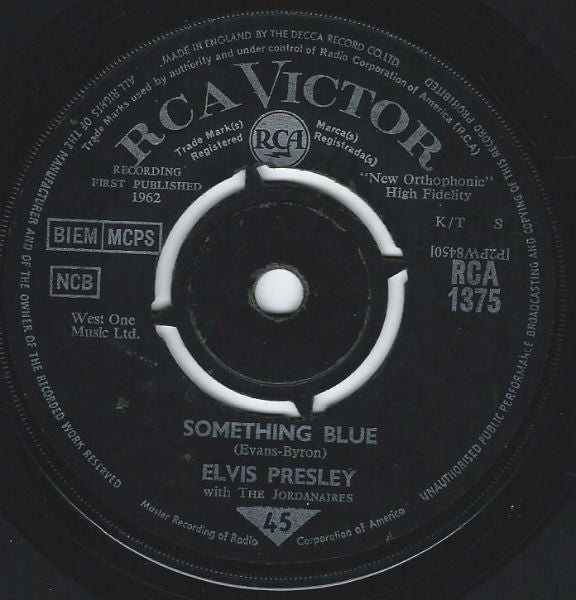 Elvis Presley With The Jordanaires : Kiss Me Quick  (7", Single)