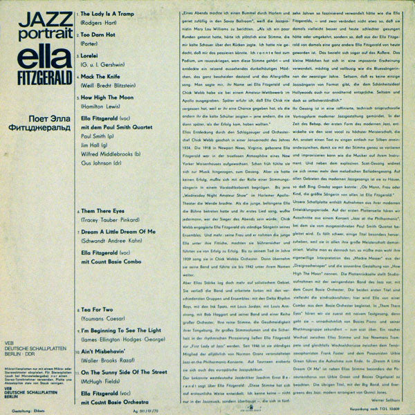 Ella Fitzgerald : Jazz Portrait = Поёт Элла Фитцджеральд (LP, Comp, RP)