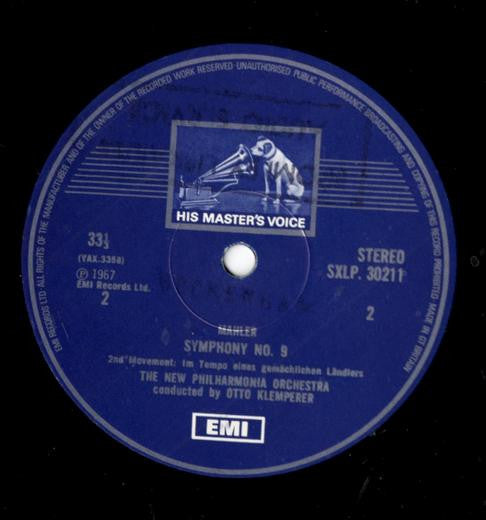 Klemperer* Conducts Mahler* - New Philharmonia Orchestra : Ninth Symphony (2xLP, RE, gat)