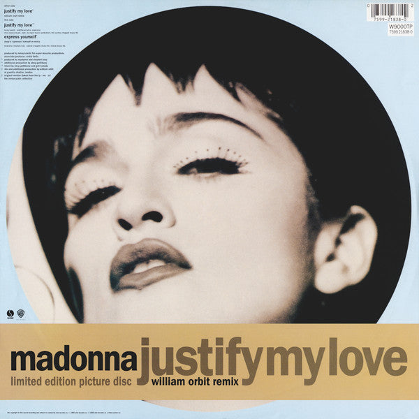 Madonna : Justify My Love (William Orbit Remix) (12", Single, Ltd, Pic)