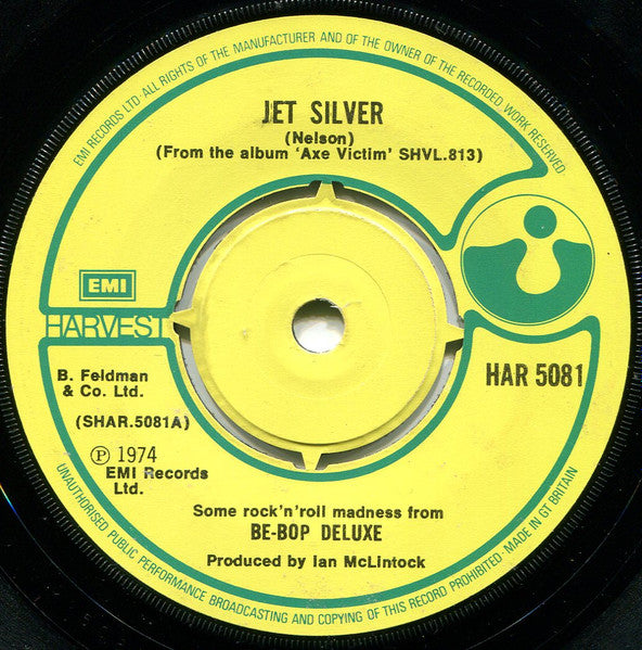 Be Bop Deluxe : Jet Silver  (7", Single, Kno)