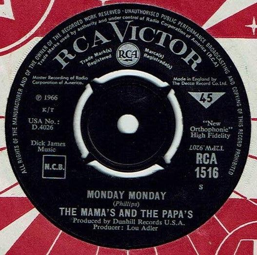 The Mama's And The Papa's* : Monday Monday  (7", Single)
